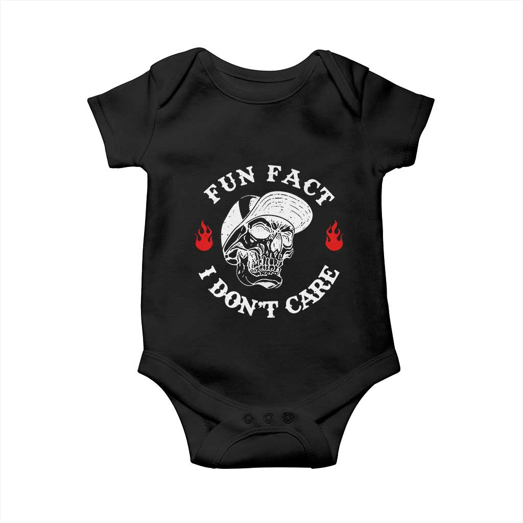 Fun Fact I Dont Care Skull Baby Onesie Edgy Sarcastic Attitude TS02 Black Print Your Wear
