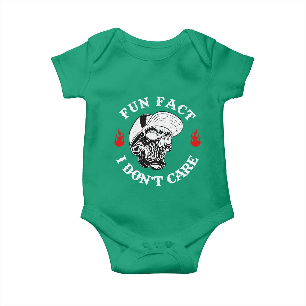 Fun Fact I Dont Care Skull Baby Onesie Edgy Sarcastic Attitude TS02 Irish Green Print Your Wear