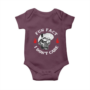 Fun Fact I Dont Care Skull Baby Onesie Edgy Sarcastic Attitude TS02 Maroon Print Your Wear