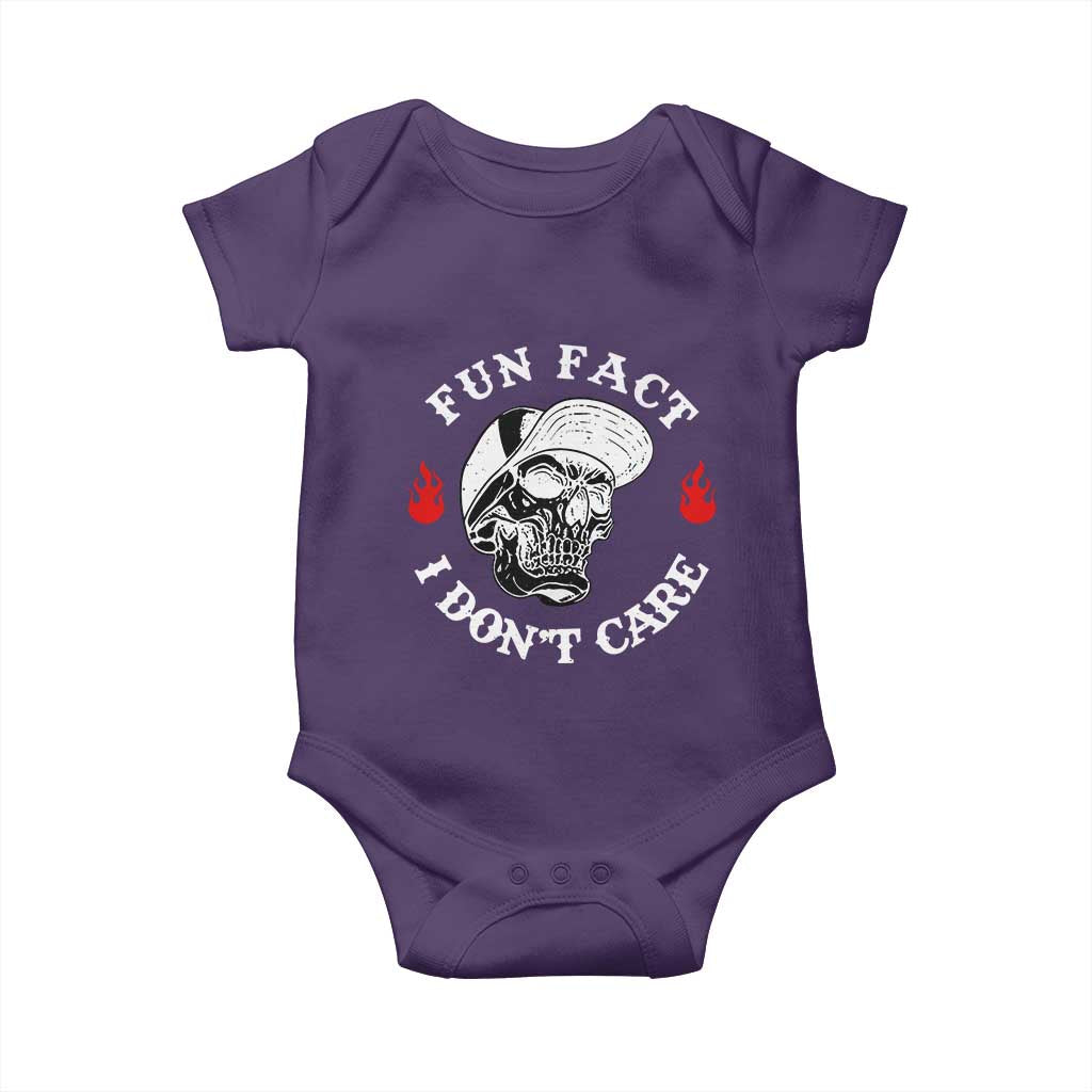 Fun Fact I Dont Care Skull Baby Onesie Edgy Sarcastic Attitude TS02 Purple Print Your Wear