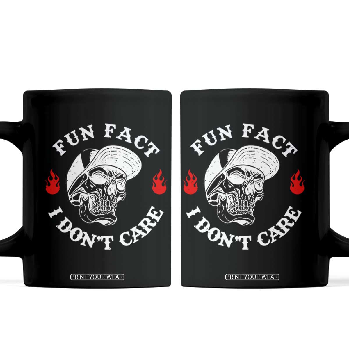 Fun Fact I Dont Care Skull Coffee Mug Edgy Sarcastic Attitude TS02 Black Print Your Wear
