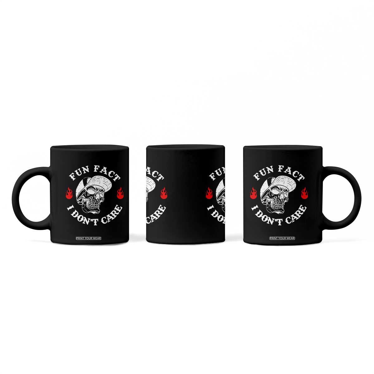 Fun Fact I Dont Care Skull Coffee Mug Edgy Sarcastic Attitude TS02 Print Your Wear