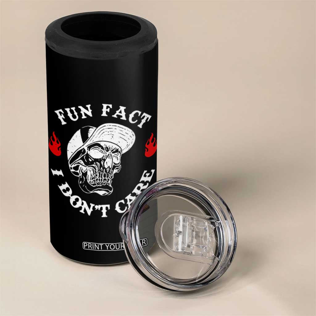 Fun Fact I Dont Care Skull 4 in 1 Can Cooler Tumbler Edgy Sarcastic Attitude TS02 Print Your Wear