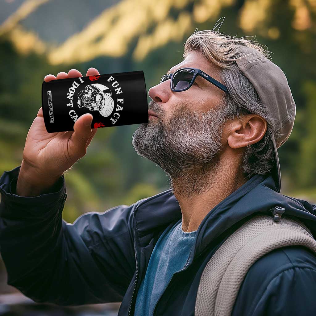 Fun Fact I Dont Care Skull 4 in 1 Can Cooler Tumbler Edgy Sarcastic Attitude TS02 Print Your Wear