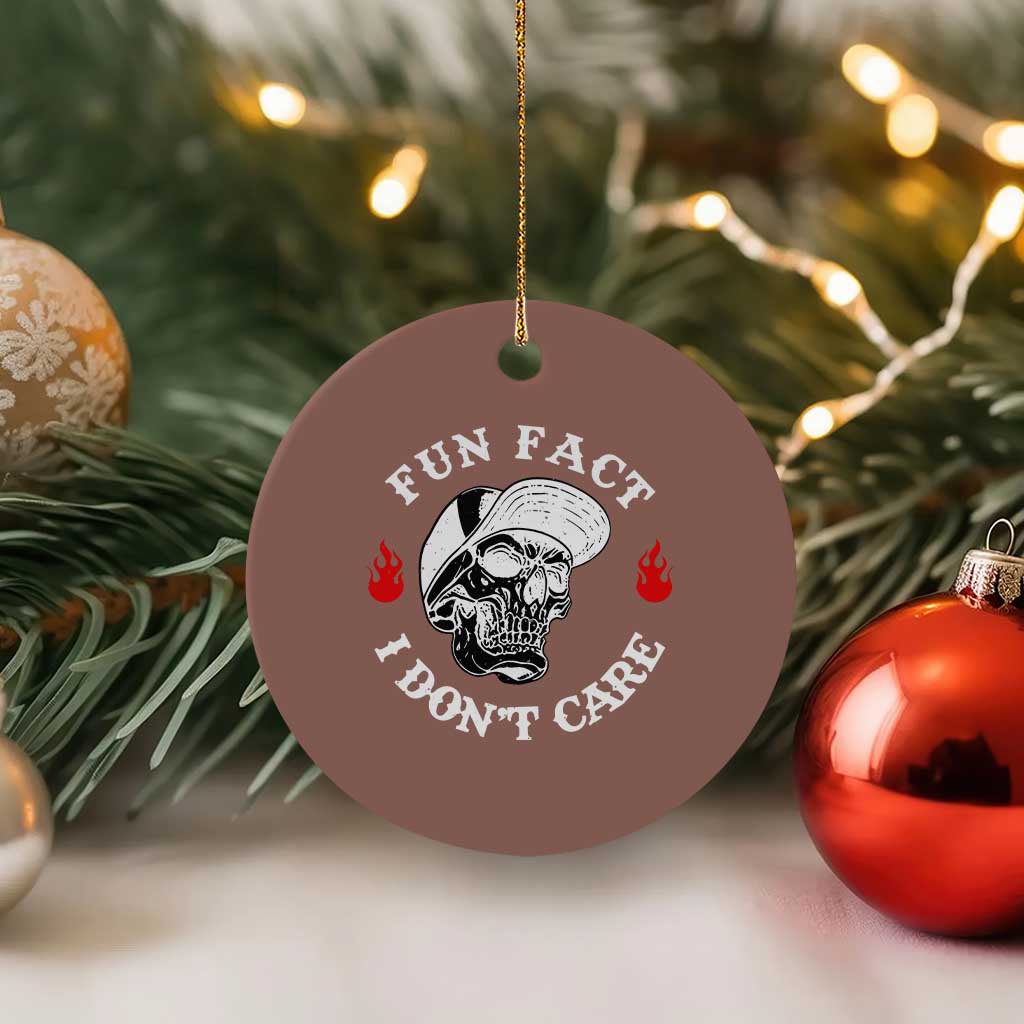 Fun Fact I Dont Care Skull Ceramic Ornament Edgy Sarcastic Attitude TS02 1pc Mocha Print Your Wear