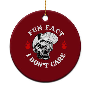 Fun Fact I Dont Care Skull Ceramic Ornament Edgy Sarcastic Attitude TS02 1pc Red Print Your Wear