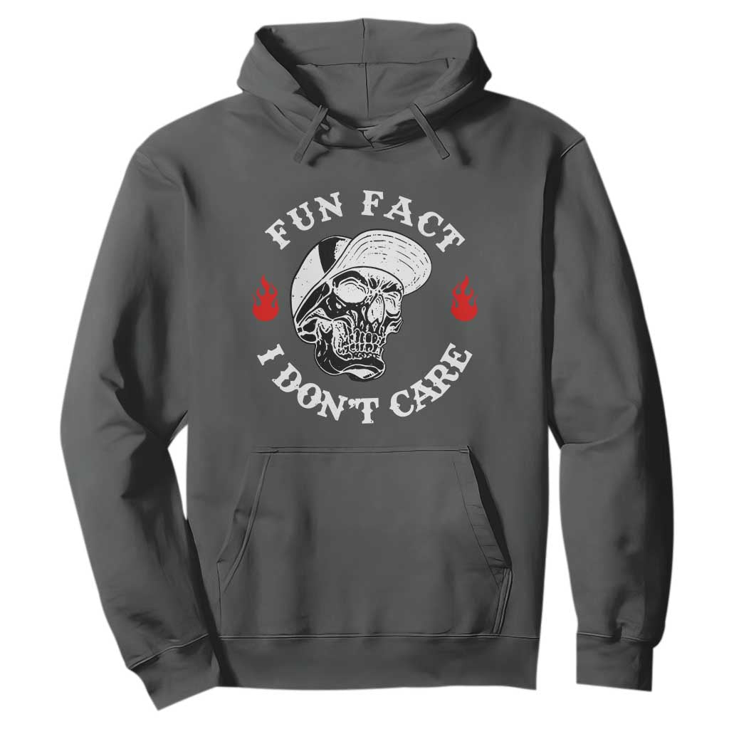 Fun Fact I Dont Care Skull Hoodie Edgy Sarcastic Attitude TS02 Dark Heather Print Your Wear