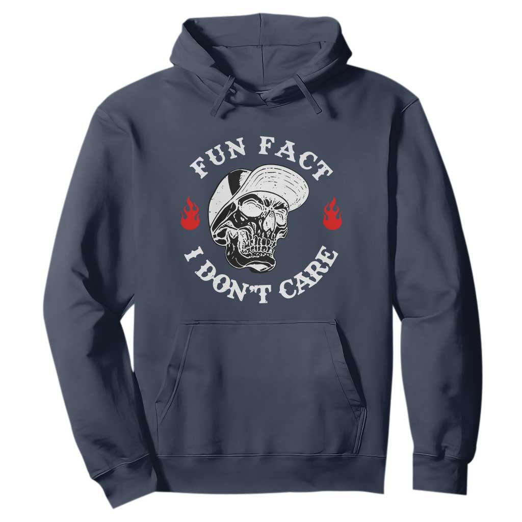 Fun Fact I Dont Care Skull Hoodie Edgy Sarcastic Attitude TS02 Navy Print Your Wear