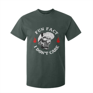 Fun Fact I Dont Care Skull T Shirt For Kid Edgy Sarcastic Attitude TS02 Dark Forest Green Print Your Wear