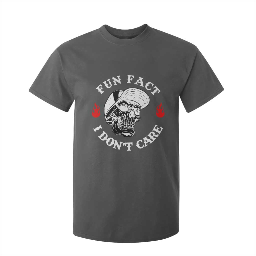 Fun Fact I Dont Care Skull T Shirt For Kid Edgy Sarcastic Attitude TS02 Dark Heather Print Your Wear