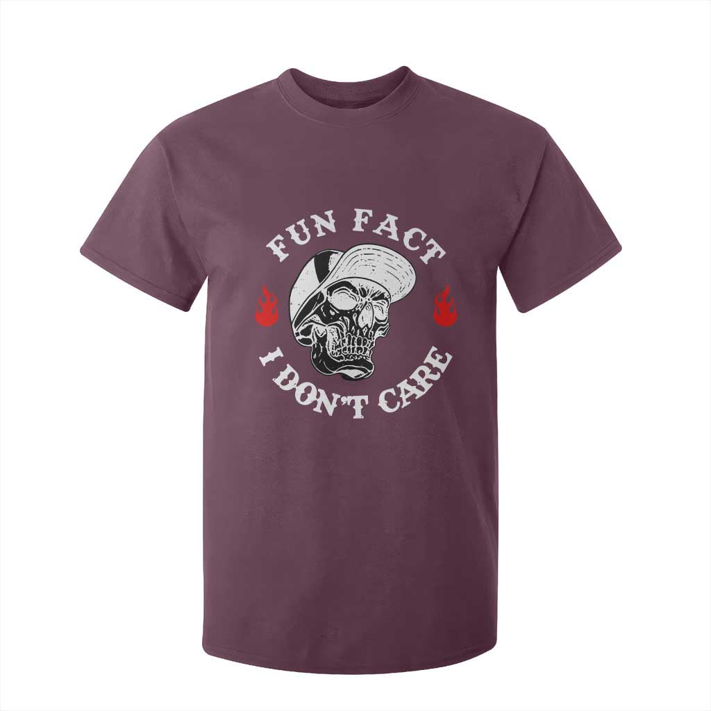 Fun Fact I Dont Care Skull T Shirt For Kid Edgy Sarcastic Attitude TS02 Maroon Print Your Wear