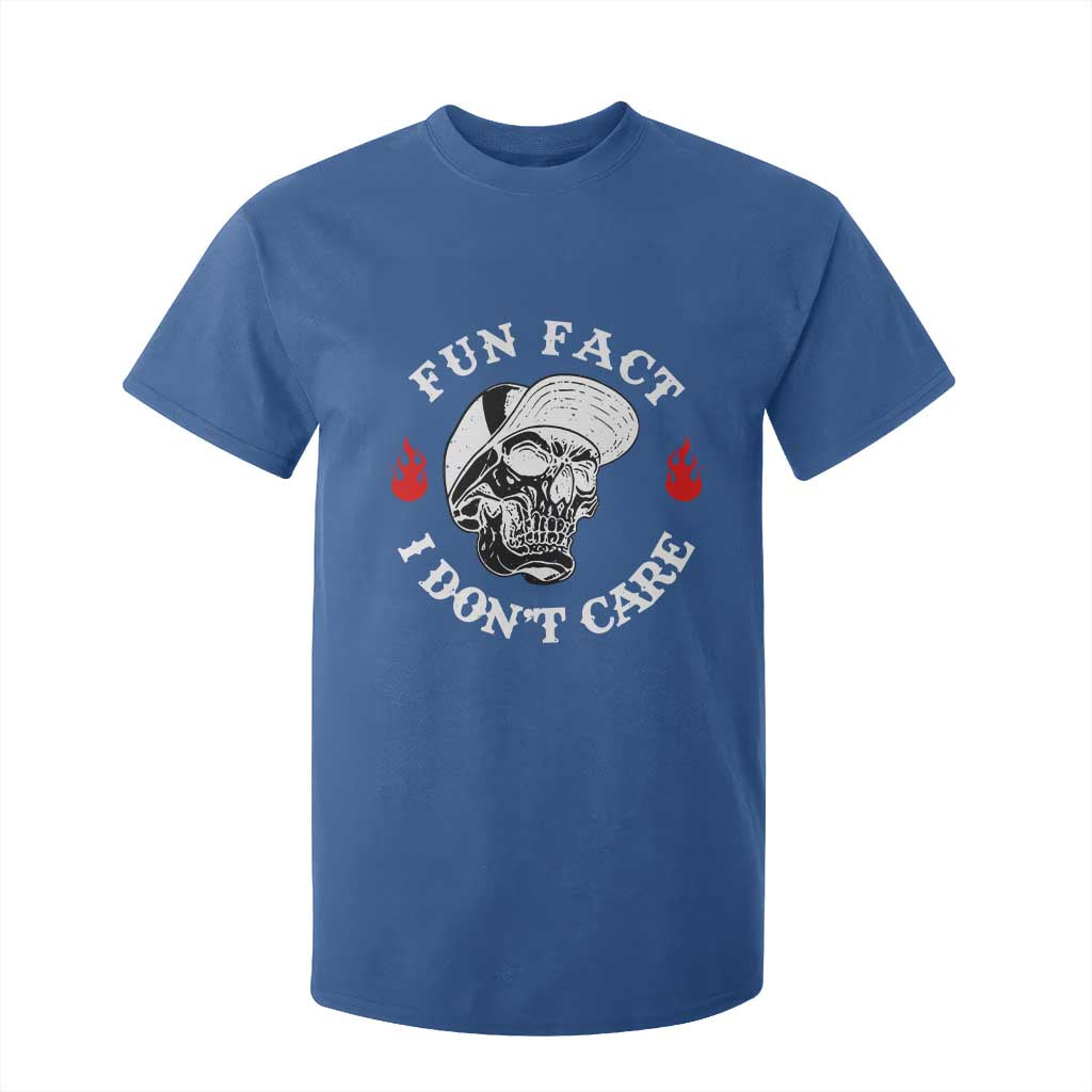 Fun Fact I Dont Care Skull T Shirt For Kid Edgy Sarcastic Attitude TS02 Royal Blue Print Your Wear
