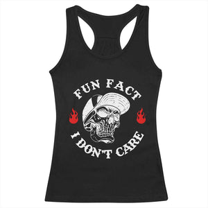 Fun Fact I Dont Care Skull Racerback Tank Top Edgy Sarcastic Attitude TS02 Black Print Your Wear