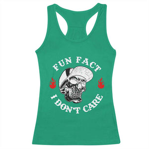 Fun Fact I Dont Care Skull Racerback Tank Top Edgy Sarcastic Attitude TS02 Irish Green Print Your Wear