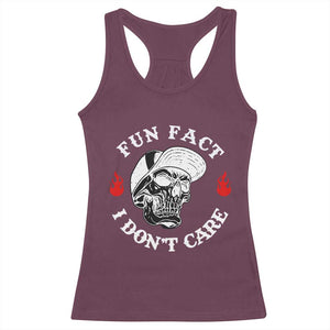 Fun Fact I Dont Care Skull Racerback Tank Top Edgy Sarcastic Attitude TS02 Maroon Print Your Wear