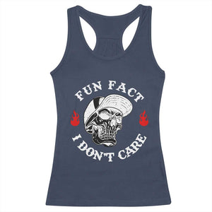 Fun Fact I Dont Care Skull Racerback Tank Top Edgy Sarcastic Attitude TS02 Navy Print Your Wear