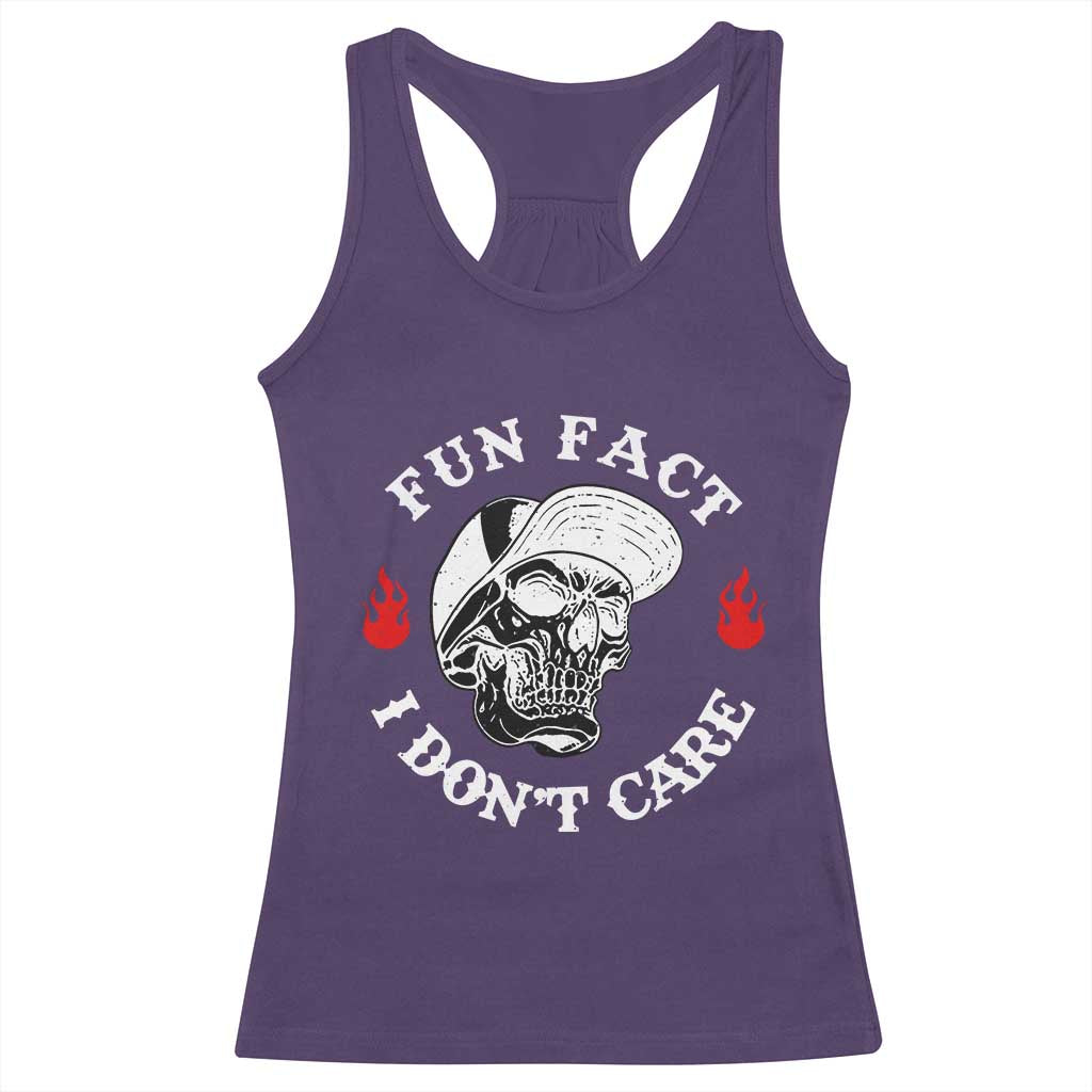 Fun Fact I Dont Care Skull Racerback Tank Top Edgy Sarcastic Attitude TS02 Purple Print Your Wear