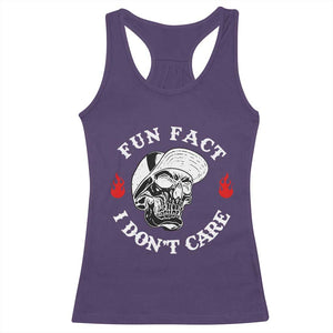 Fun Fact I Dont Care Skull Racerback Tank Top Edgy Sarcastic Attitude TS02 Purple Print Your Wear