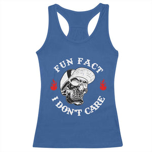 Fun Fact I Dont Care Skull Racerback Tank Top Edgy Sarcastic Attitude TS02 Royal Blue Print Your Wear