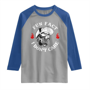 Fun Fact I Dont Care Skull Raglan Shirt Edgy Sarcastic Attitude TS02 Sport Gray Royal Print Your Wear