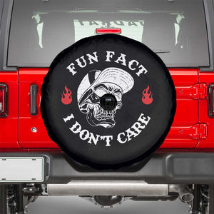 Fun Fact I Dont Care Skull Spare Tire Cover Edgy Sarcastic Attitude TS02 Black Print Your Wear