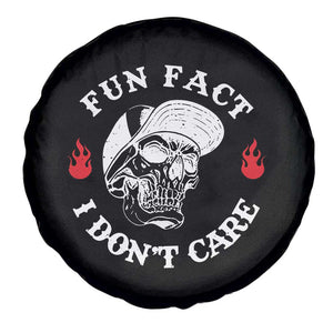 Fun Fact I Dont Care Skull Spare Tire Cover Edgy Sarcastic Attitude TS02 Print Your Wear