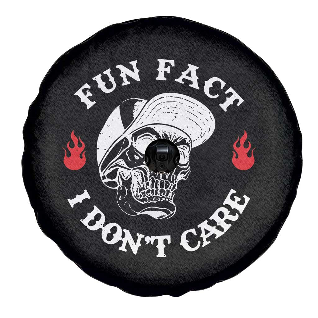 Fun Fact I Dont Care Skull Spare Tire Cover Edgy Sarcastic Attitude TS02 Print Your Wear