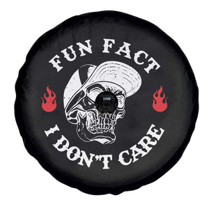 Fun Fact I Dont Care Skull Spare Tire Cover Edgy Sarcastic Attitude TS02 Print Your Wear