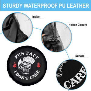 Fun Fact I Dont Care Skull Spare Tire Cover Edgy Sarcastic Attitude TS02 Print Your Wear
