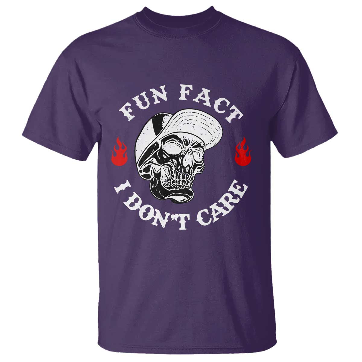 Fun Fact I Dont Care Skull T Shirt Edgy Sarcastic Attitude TS02 Purple Print Your Wear