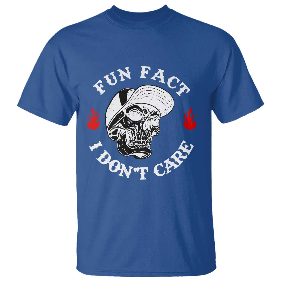 Fun Fact I Dont Care Skull T Shirt Edgy Sarcastic Attitude TS02 Royal Blue Print Your Wear