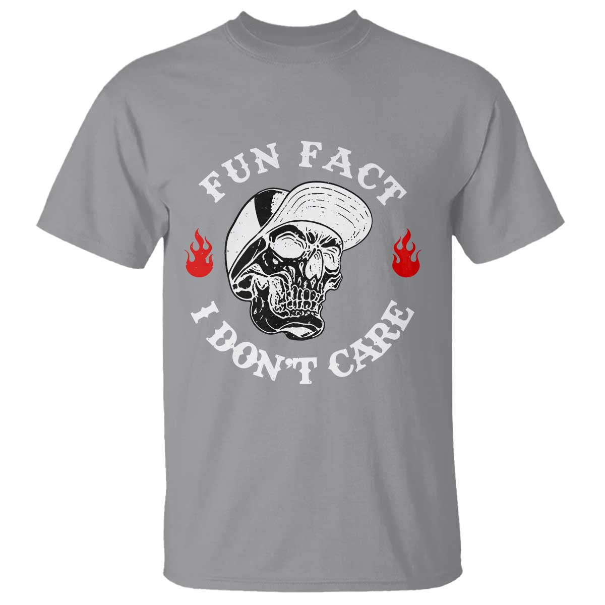 Fun Fact I Dont Care Skull T Shirt Edgy Sarcastic Attitude TS02 Sport Gray Print Your Wear