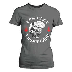 Fun Fact I Dont Care Skull T Shirt For Women Edgy Sarcastic Attitude TS02 Dark Heather Print Your Wear