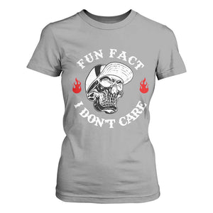 Fun Fact I Dont Care Skull T Shirt For Women Edgy Sarcastic Attitude TS02 Sport Gray Print Your Wear