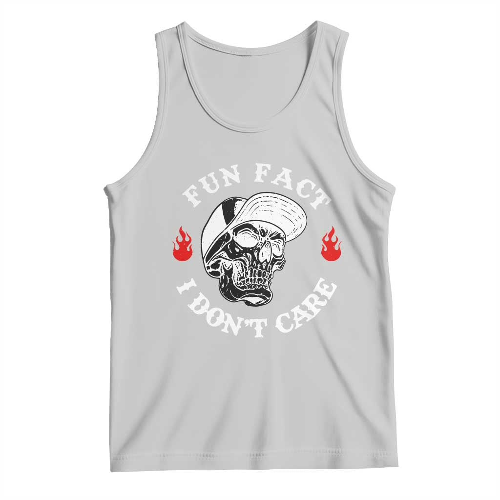 Fun Fact I Dont Care Skull Tank Top Edgy Sarcastic Attitude TS02 Ash Print Your Wear