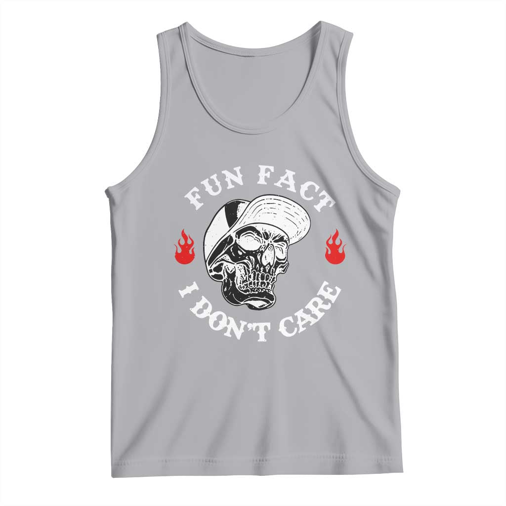 Fun Fact I Dont Care Skull Tank Top Edgy Sarcastic Attitude TS02 Athletic Heather Print Your Wear