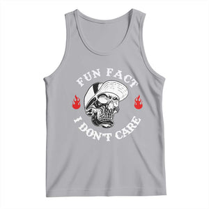 Fun Fact I Dont Care Skull Tank Top Edgy Sarcastic Attitude TS02 Athletic Heather Print Your Wear