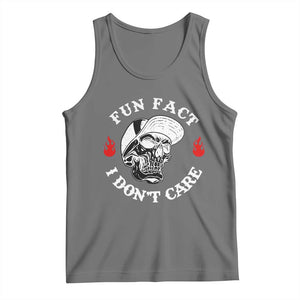 Fun Fact I Dont Care Skull Tank Top Edgy Sarcastic Attitude TS02 Black Heather Print Your Wear