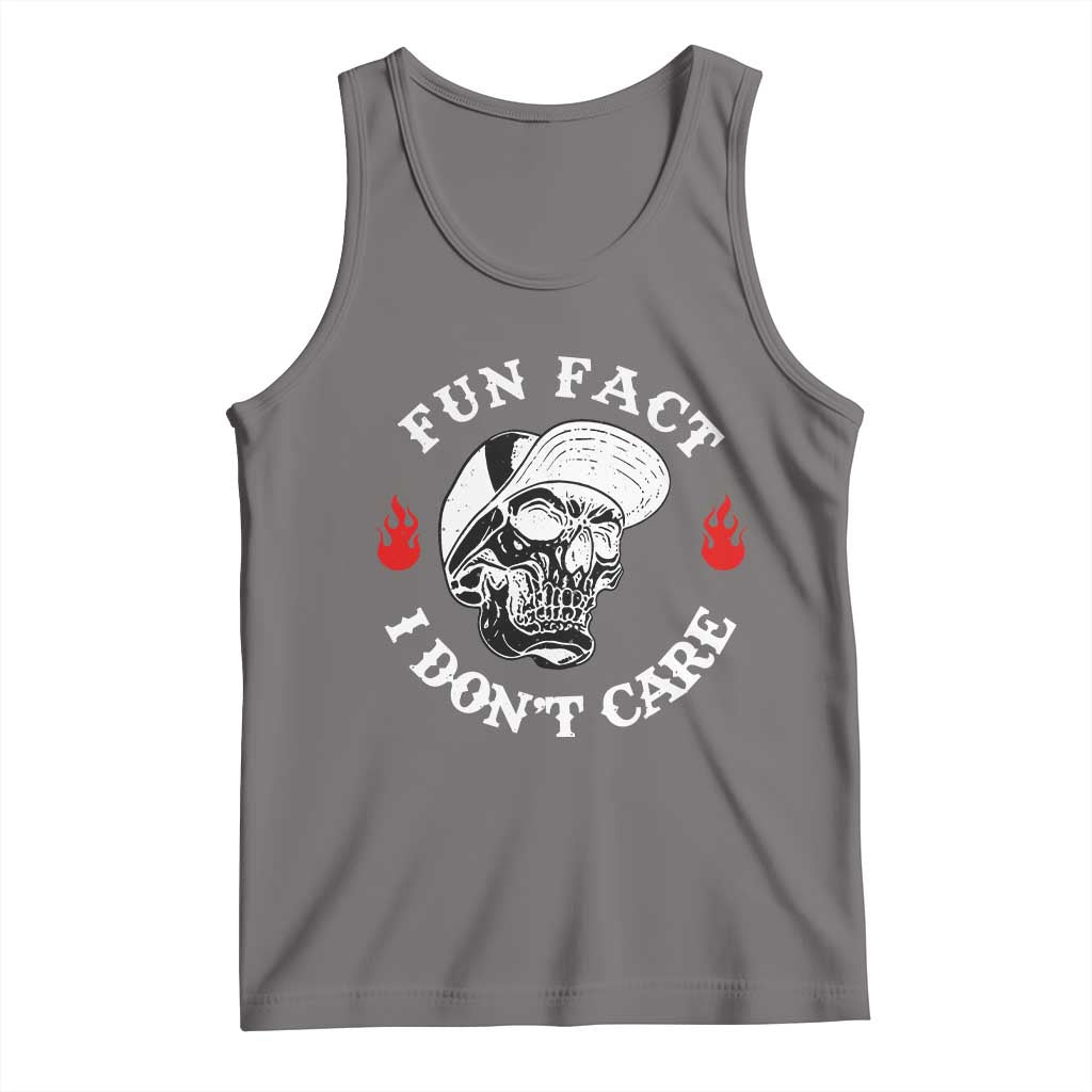 Fun Fact I Dont Care Skull Tank Top Edgy Sarcastic Attitude TS02 Deep Heather Print Your Wear