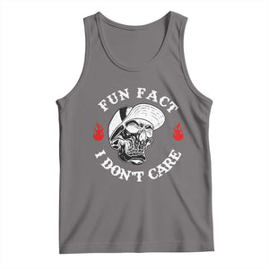 Fun Fact I Dont Care Skull Tank Top Edgy Sarcastic Attitude TS02 Deep Heather Print Your Wear