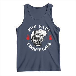 Fun Fact I Dont Care Skull Tank Top Edgy Sarcastic Attitude TS02 Navy Print Your Wear