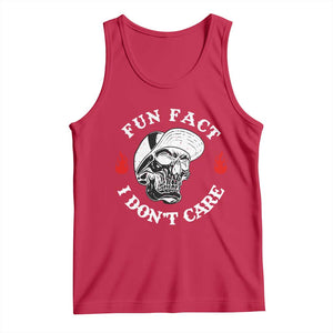 Fun Fact I Dont Care Skull Tank Top Edgy Sarcastic Attitude TS02 Red Print Your Wear