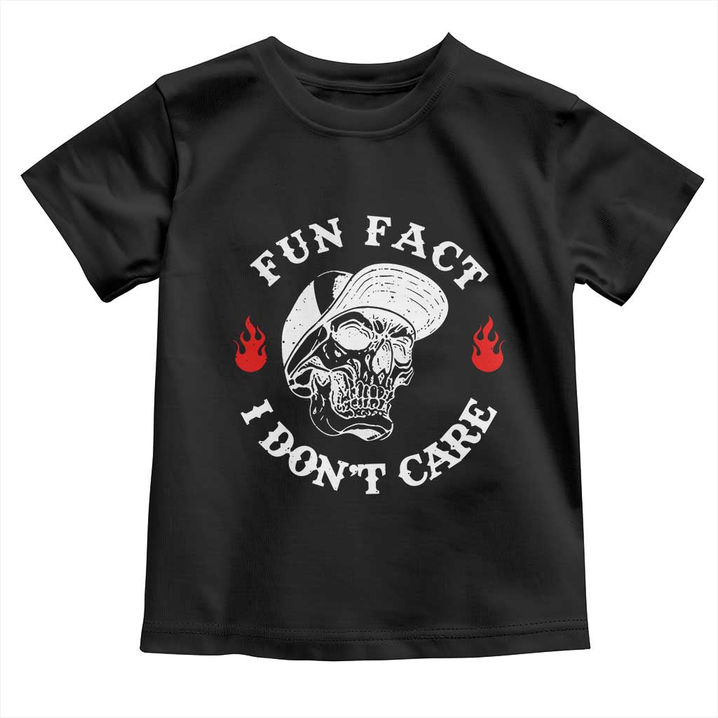 Fun Fact I Dont Care Skull Toddler T Shirt Edgy Sarcastic Attitude TS02 Black Print Your Wear