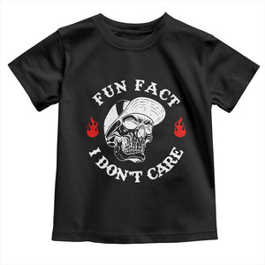 Fun Fact I Dont Care Skull Toddler T Shirt Edgy Sarcastic Attitude TS02 Black Print Your Wear