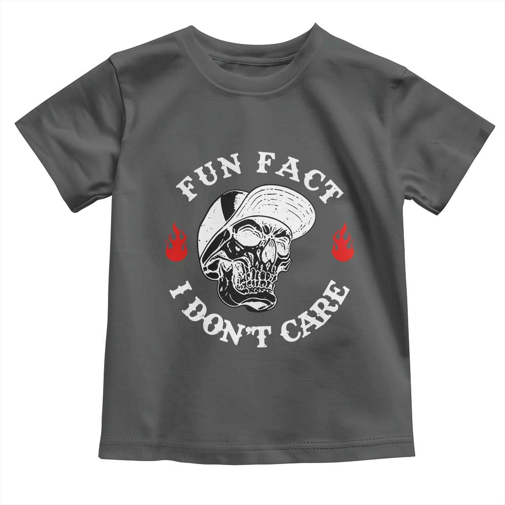 Fun Fact I Dont Care Skull Toddler T Shirt Edgy Sarcastic Attitude TS02 Dark Heather Print Your Wear