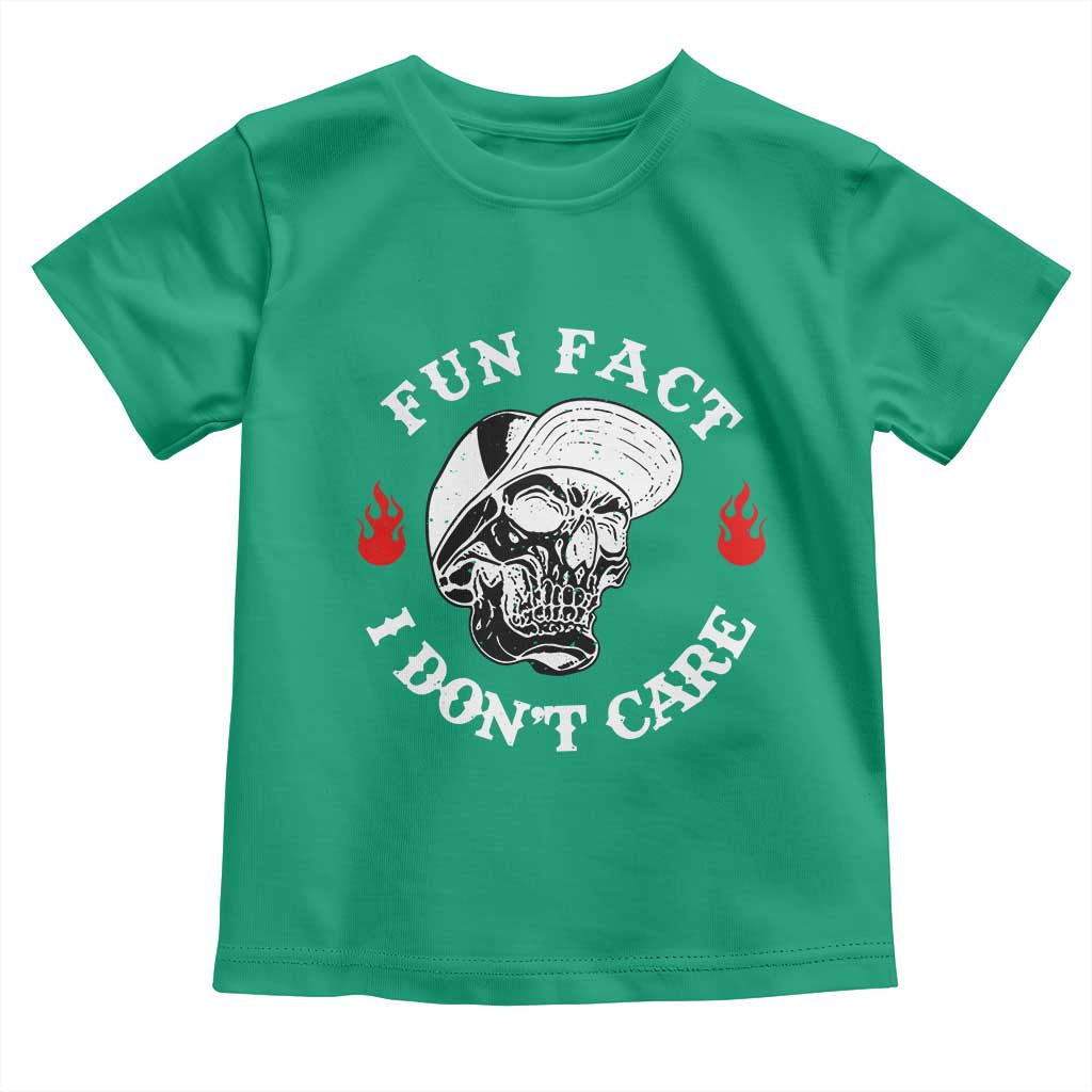 Fun Fact I Dont Care Skull Toddler T Shirt Edgy Sarcastic Attitude TS02 Irish Green Print Your Wear