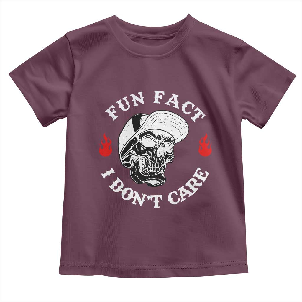Fun Fact I Dont Care Skull Toddler T Shirt Edgy Sarcastic Attitude TS02 Maroon Print Your Wear