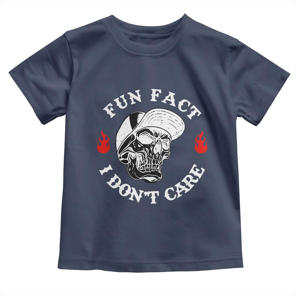 Fun Fact I Dont Care Skull Toddler T Shirt Edgy Sarcastic Attitude TS02 Navy Print Your Wear