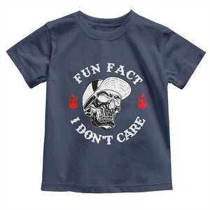 Fun Fact I Dont Care Skull Toddler T Shirt Edgy Sarcastic Attitude TS02 Navy Print Your Wear