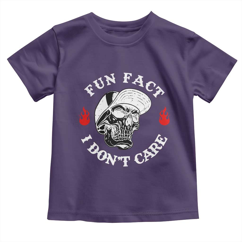 Fun Fact I Dont Care Skull Toddler T Shirt Edgy Sarcastic Attitude TS02 Purple Print Your Wear